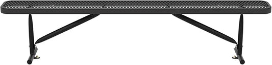 8FT Metal Park Bench for Outside, All-Weather Thermoplastic Coating Outdoor Bench with Anchor, Commercial Heavy Duty Benches for Shopping Malls, Stores, Parks, Patios, Decks, Black
