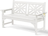 Oversized Outdoor Bench with Cup Holders, 51.5” HDPE Aesthetic Garden Bench for 2 Person - Photo 1