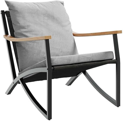 3-Piece Balcony Furniture Set Black Modern Powder-Coated Steel for Outdoor Patio and Balcony