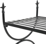 Vintage Black Metal Garden Bench with Decorative Inlays, Rectangular Design for Indoor and Outdoor Use - Photo 6