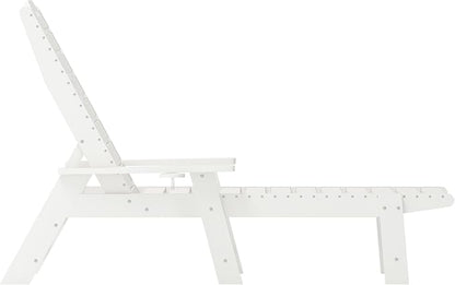 Flash Furniture Monterey Adjustable Adirondack Lounger with Cup Holder- All-Weather Indoor/Outdoor HDPE Lounge Chair, White