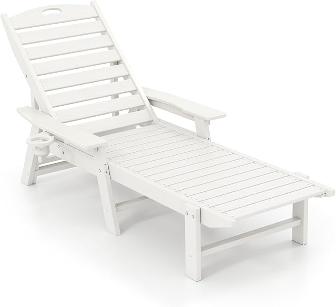 Giantex Adjustable Chaise Lounge Outdoor - Patio HDPE Reclining Chair Outdoor Recliner with 4-Position Backrest - Photo 1