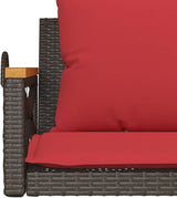 Brown PE Rattan Patio Swing Bench 42.9"x24.4"x15.7" with Red Cushions for Outdoor Relaxation - Photo 8