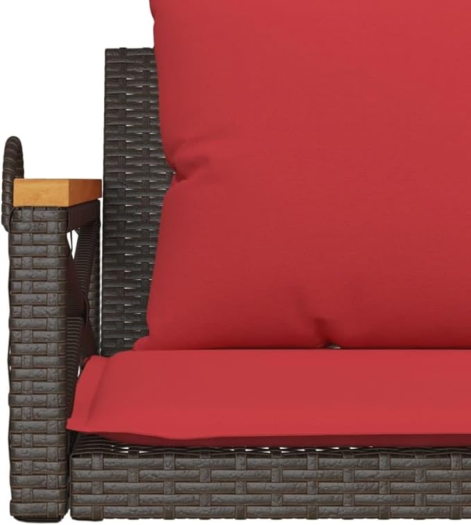 Patio Swing Bench 4-Piece Set with Cushions, Brown PE Rattan Outdoor Bench Garden Furniture for Patio, Balcony - Photo 8