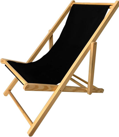 TBACW Patio Lounge Chair Replacement Canvas 47" L x 17" W - Beach Sling Chair Fabric, Indoor Outdoor Use - No Wooden Frame (Black)
