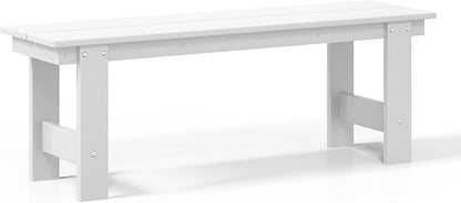 WestinTrends Ashore Outdoor HDPE 48" Modern Backless Patio Bench, White