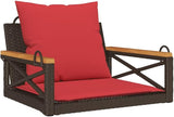 Brown and Red Patio Swing Bench with Cushions, Modern Outdoor Furniture for Garden or Balcony, Comfortable Seating - Photo 3