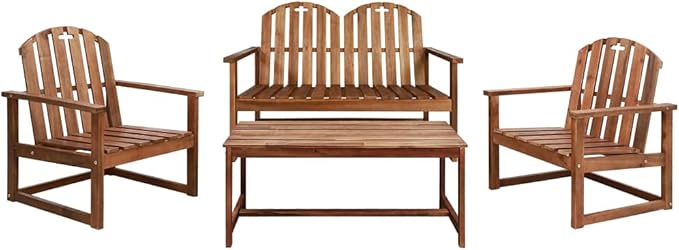 Garden Bench Sofa Chairs 2 pcs Solid Acacia Wood (Outdoor Lounge Set) - Photo 1