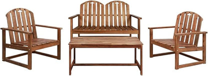 Garden Bench Sofa Chairs 2 pcs Solid Acacia Wood (Outdoor Lounge Set)