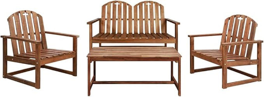 Garden Bench Sofa Chairs 2 pcs Solid Acacia Wood (Outdoor Lounge Set)