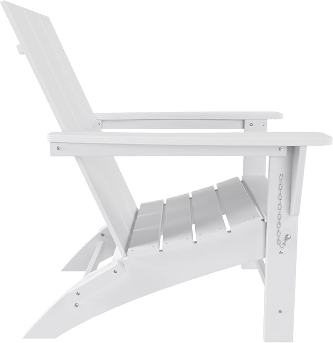 WO Home Furniture HDPE Adirondack Chair Folding Poly Lumber All Weather UV/Fade Resistant Heavy Duty for Patio, Backyard, Balcony, Garden, Lawn (White)…