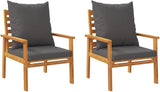 2-Pack Outdoor Sofa Chairs Acacia Wood Patio Couch with Grey Cushions 25.6x26.8x31.9 in Modern Loveseat Style for Patio - Photo 6