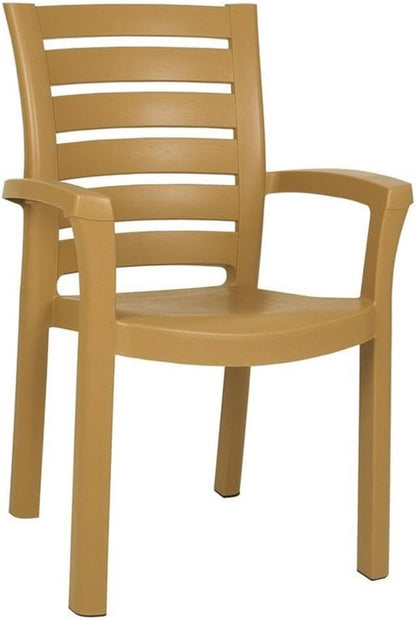 Compamia Marina Patio Dining Arm Chair in Teak Brown (Set of 2)