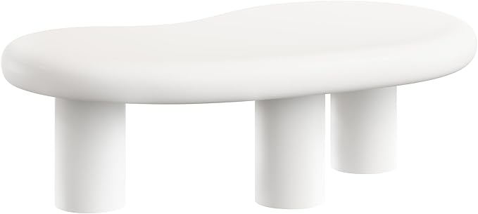 Modway Elowen Coffee Table in White - Concrete Sculptural Center Table for Indoor and Outdoor Spaces