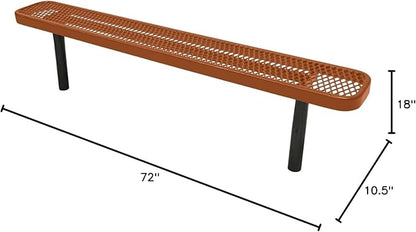 COATEDOUTDOORFURNITURE Heavy-Duty Outdoor Bench Thermoplastic Coated, Expanded Metal, Commercial-Grade Seating, Made in America (Inground Without Back, 6 Ft, Textured Copper)