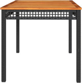 Contemporary Rectangular Garden Table Black and Brown Outdoor Dining Set with Acacia Wood Top and Poly Rattan Seating - Photo 6