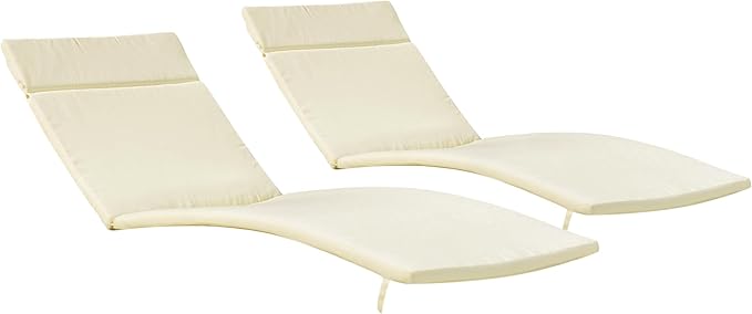 Christopher Knight Home New Lakeport Outdoor Chaise Lounge Cushion (Set of 2), 2 Count (Pack of 1), Beige