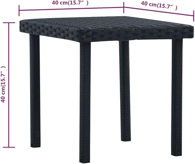 Compact Garden Side Table, Square Patio Tea Table with Powder-Coated Steel Frame - Photo 2