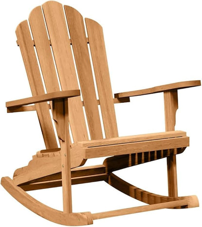 Adirondack Rocking Chair 2 pcs Brown 100 x 77 x 99 cm Solid Teak Wood Outdoor Furniture with Ergonomic Backrest and Carved Armrests for Patio Garden Relaxation