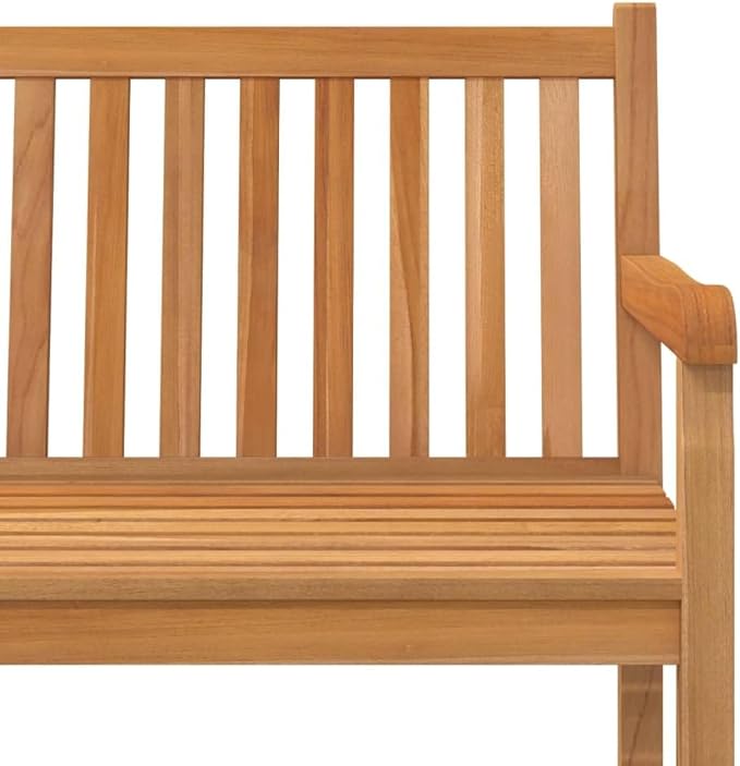 59" Brown Teak Garden Bench Solid Wood Outdoor Seating for 3, Oil-Finished Modern Patio Furniture for Backyard Porch Balcony Deck