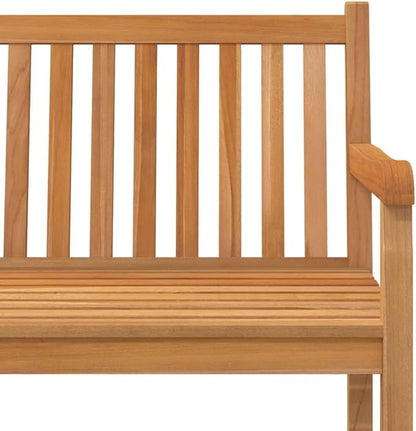 Solid Teak Wood Garden Bench 59.1 Inch Modern Geometric Design Outdoor Furniture for Patio Backyard Seats Three Adults Durable Construction