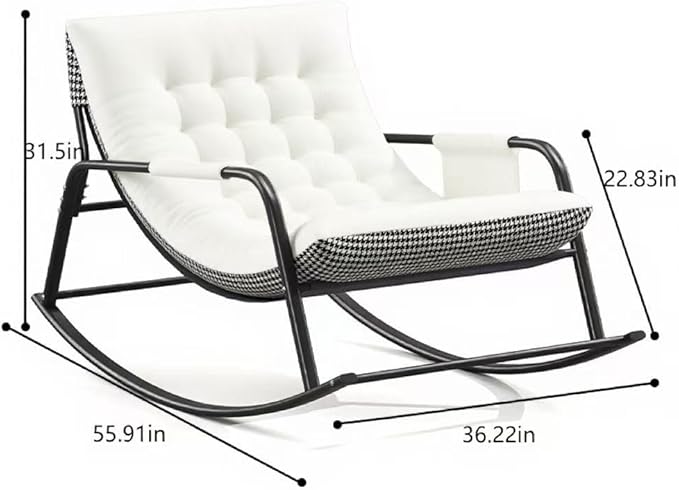 Oversized Rocking Chair with Cushion and Armrests, Lounge Rocker Recliner for Living Room, Bedroom, Patio, Porch - Photo 2