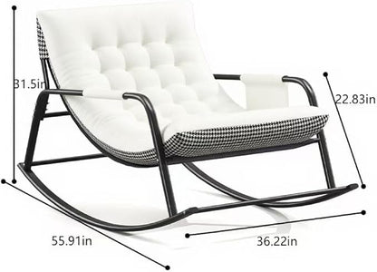 Oversized Rocking Chair with Cushion and Armrests, Lounge Rocker Recliner for Living Room, Bedroom, Patio, Porch, Garden-White