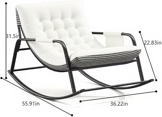 Oversized Rocking Chair with Cushion and Armrests, Lounge Rocker Recliner for Living Room, Bedroom, Patio, Porch, Garden-White