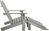 Grey Solid Fir Wood Two-Seater Detachable Garden Chair with Ottoman for Patio and Balcony Outdoor Furniture - Photo 4