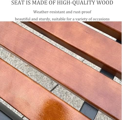 Benches Garden Bench Outdoor Patio Seating Backless Park Chair Lawn Path Slatted Seats,Metal Outdoor Garden Bench for 2 3 Persons Patio Loveseat with Backrest Solid Wood Slatted Seat & Galva