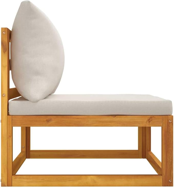 Garden Lounge Set, Light Grey Cushions, Natural Acacia Wood, Modular Outdoor Seating for Patio & Balcony