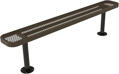 COATEDOUTDOORFURNITURE Coated Outdoor Furniture Heavy-Duty Outdoor Bench Thermoplastic Coated, Expanded Metal, Commercial-Grade Seating, Made in America (Surface Without Back, 6 Ft, Textured Brown)