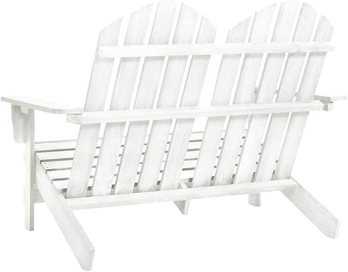 2-Seater Garden Adirondack Chair Solid Fir Wood Outdoor Furniture for Patio Balcony, Ergonomic Design White Finish Weather-Resistant Relaxation Seating
