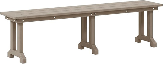 Costaelm Outdoor Benches Weatherproof, Park Long Bench Poly Lumber Backless for Entryway Front Porch Garden Bench Seat for Patio, Weathered Wood