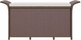Garden Bench Brown Polyethylene Rattan Outdoor Seating Patio Bench for Balcony Garden 45.7 x 18.1 x 22.4 in - Photo 5