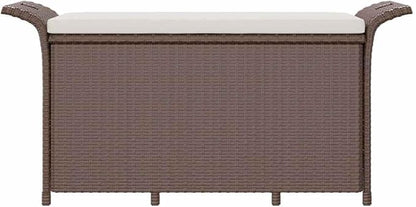 Garden Bench Brown Polyethylene Rattan Outdoor Seating Patio Bench for Balcony Garden 45.7 x 18.1 x 22.4 in