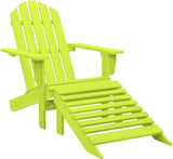 Green Adirondack Chair with Ottoman Solid Fir Wood Patio Lounge Chair Relaxing Outdoor Furniture for Garden Backyard - Photo 1