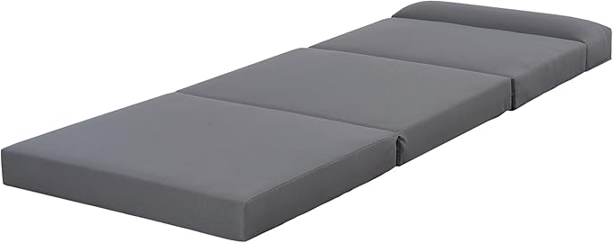 Merax, Dark Gray Outdoor Chaise Lounge Headrest, Patio Reclining Chair Cushions with 4-Fold Design for Lawn, Pool and Beach, 27” W x 76.75” D x 4.00” H