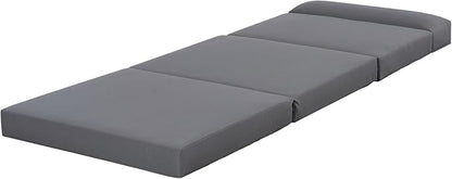 Merax, Dark Gray Outdoor Chaise Lounge Headrest, Patio Reclining Chair Cushions with 4-Fold Design for Lawn, Pool and Beach, 27” W x 76.75” D x 4.00” H