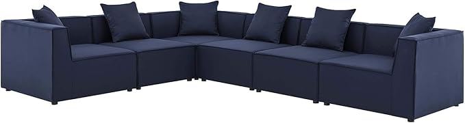 Modway EEI-4385-NAV Saybrook Patio Upholstered 6-Piece Sectional Sofa in Navy - Photo 3