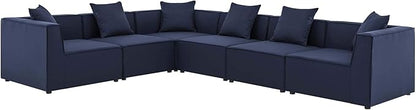 Modway EEI-4385-NAV Saybrook Patio Upholstered 6-Piece Sectional Sofa in Navy