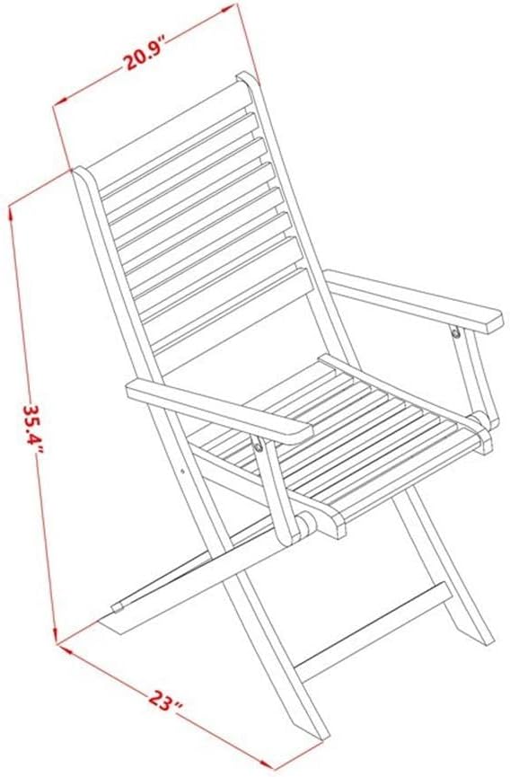 East West Furniture BBSCANA Beasley Folding Patio Dining Chairs With Arm Rest - Acacia Wood, Set of 2, Natural Oil