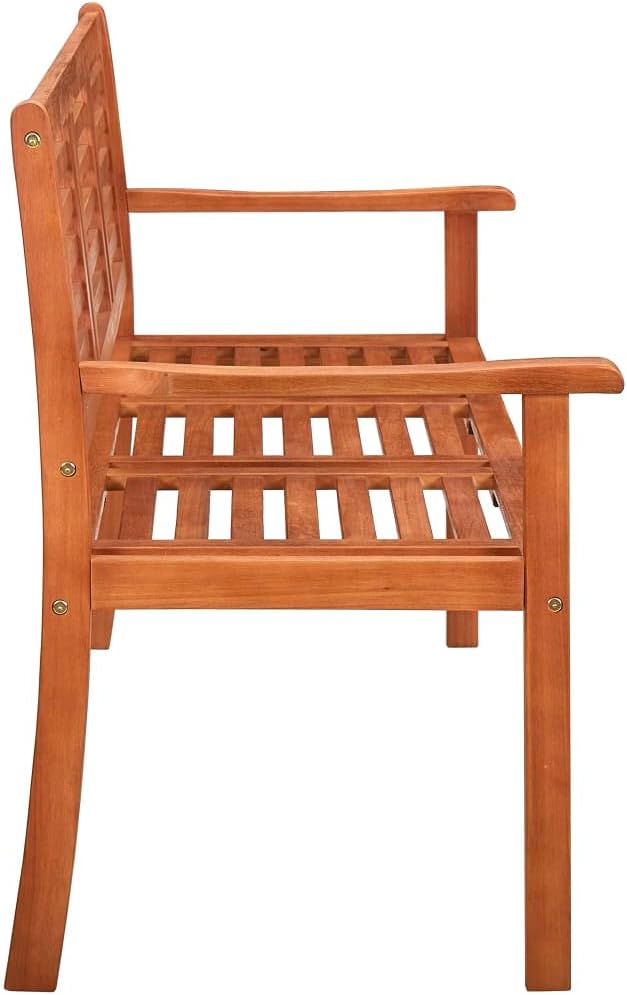 【Lightning Delivery】 Wooden Garden Bench, Outdoor Terrace Double Sofa Terrace, Lawn 3-Seater Patio Bench with Cushion 59.1" Solid Eucalyptus Wood