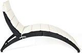 HAPPYGRILL Modern White Rattan & Steel Foldable Patio Lounge Chair - Outdoor Wicker Chaise Lounger with Cushion - Patio - Photo 6