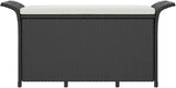 Garden Bench Black Polyethylene with Rattan Look Park Bench Outdoor Seating for Lawn Courtyard - Photo 5