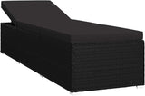 Sun Lounger with Cushion Poly Rattan Black, Outdoor Chaise Lounge Chair for Beach, Sunbathing, Patio, Pool, Lawn, Deck - Photo 3