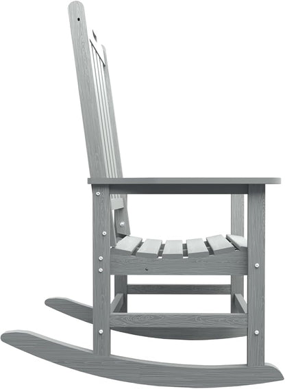 Oversized Rocking Chair Set of 2, Outdoor Rocking Chair for Adults, All Weather Resistant Porch Rocker for Lawn Garden, Grey