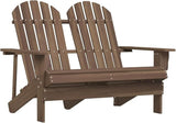 Brown Solid Fir Wood Standard Ergonomic 2-Seater Adirondack Chair for Outdoor Patio and Garden with Rustic Design and - Photo 1