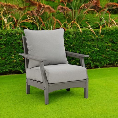 Signature Design by Ashley Outdoor Visola Lounge Chair, 2 Count, Foam Cushion, Nuvella Weather Resistant Fabric, HDPE Material, 30" W x 32.5" D x 37" H, Gray
