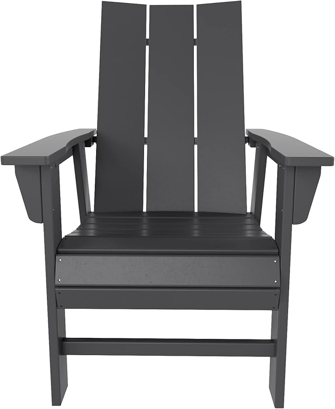 WO WESTIN OUTDOOR HDPE Shoreside Modern Curveback Adirondack Dining Chair,Gray